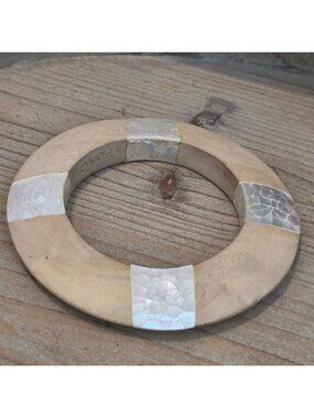 PONO By Joan Goodman Italian Handmade Mother of Pearl Inlay Bangle Bracelet
